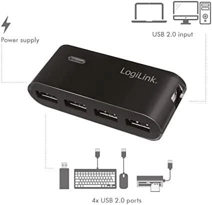 LogiLink Prisijungti | USB 2.0 Hub-4 prievadas su maitinimo adapteriu