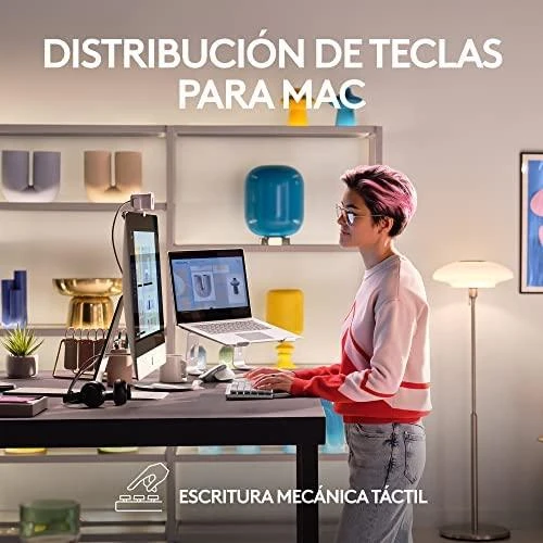 „LOGITECH MX Mechaninė Mini“, skirta MAC „Bluetooth“ apšviesta klaviatūra – PALE Pilkas – US INT'L – TACTILE