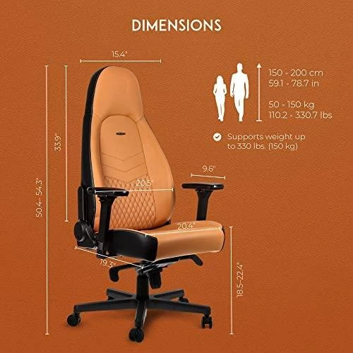 Žaidimų kėdė Noblechairs ICON Real leather Gaming Chair, Cognac-Juoda