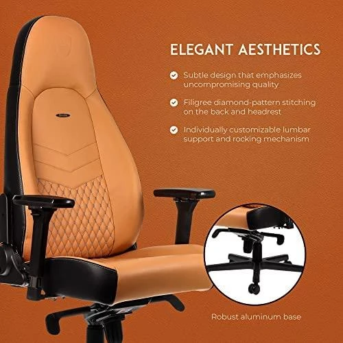 Žaidimų kėdė Noblechairs ICON Real leather Gaming Chair, Cognac-Juoda