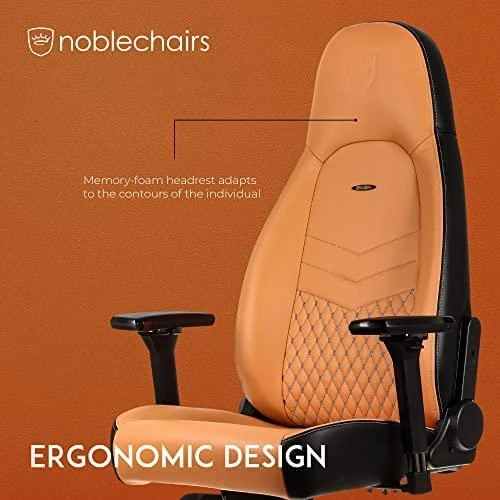Žaidimų kėdė Noblechairs ICON Real leather Gaming Chair, Cognac-Juoda