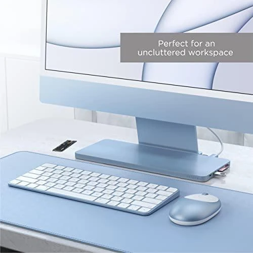 Satechi Slim Dock, skirtas iMac 24" USB-C (USB-C 10Gb, USBA-A 10Gb, 2x USB-A, mikro/SD kortelių skaitytuvas, NVMe SATA lizdas) (sidabrinė)
