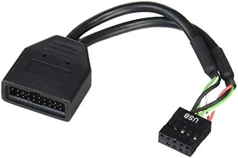 SilverStone sistemos laidas Vidinis 19 kontaktų USB 3.0 į USB 2.0 adapterio laidas 8 kontaktų, 19 kontaktų, 0,1 m, Juodas