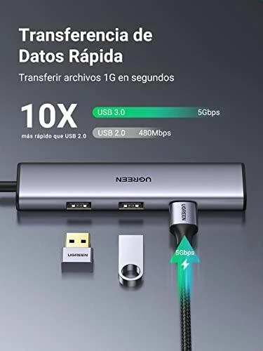 Adapteris šakotuvas Hub UGREEN CM473 Type C 4x USB 3.0