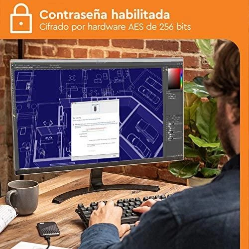 Kietasis diskas Western Digital „Sandisk WD 2TB My Passport SSD“ – nešiojamas SSD diskas, kurio skaitymo ir įrašymo greitis siekia 1050 MB/s, o įrašymo – 1000 MB/s, USB 3.2 Gen 2 – kosminės pilkos spalvos