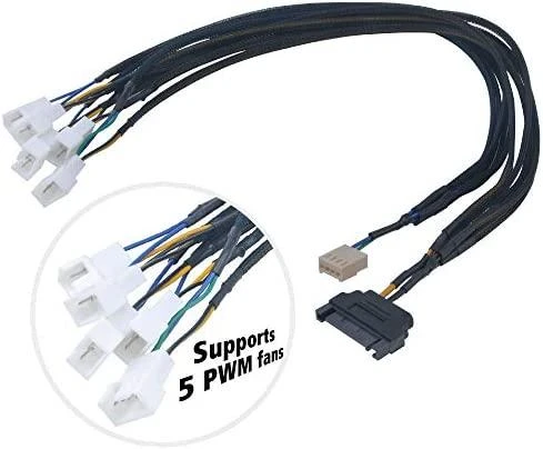 „Akasa Flexa FP5S PWM“ skirstytuvo kabelis (5 ventiliatoriai) su įvorėmis, 45 cm