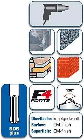 Grąžtas Alpen 84700800100 F4 SDS-Plus Forets pour perforateur, Gris, 310/250x8,0mm