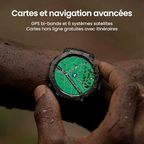 Išmanusis laikrodis Amazfit T-Rex 3, Nerudijančio plieno korpusas su rudos spalvos silikoniniu dirželiu