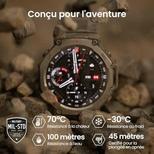 Išmanusis laikrodis Amazfit T-Rex 3, Nerudijančio plieno korpusas su onikso spalvos silikoniniu dirželiu