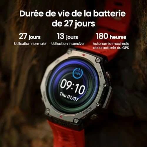 Išmanusis laikrodis Amazfit T-Rex 3, Nerudijančio plieno korpusas su onikso spalvos silikoniniu dirželiu