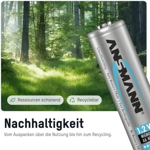 Ansmann NiMH AA baterija su ekologijos simboliais