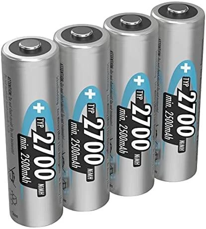 1x4 Ansmann dešinėje. Baterija 2700 Mignon AA 2500 mAh