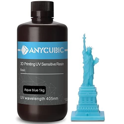 Anycubic UV derva Aqua Blue su spausdintu modeliu