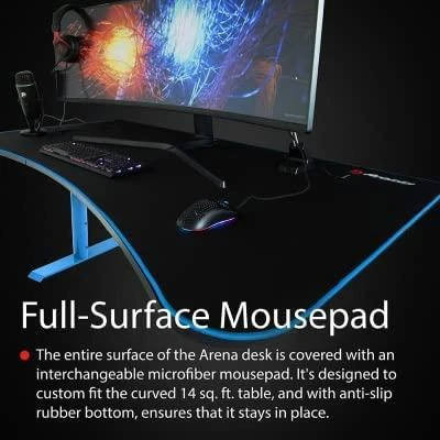 Žaidimų stalas Arozzi Arena Gaming Desk, Reguliuojamo aukščio 710-810mm, Mėlynas