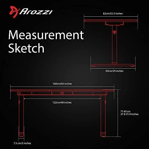 Žaidimų stalas Arozzi Arena Gaming Desk, Reguliuojamo aukščio 710-810mm, Mėlynas