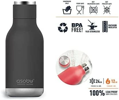 Asobu – Urban – nerūdijančio plieno vakuuminė kolba juoda