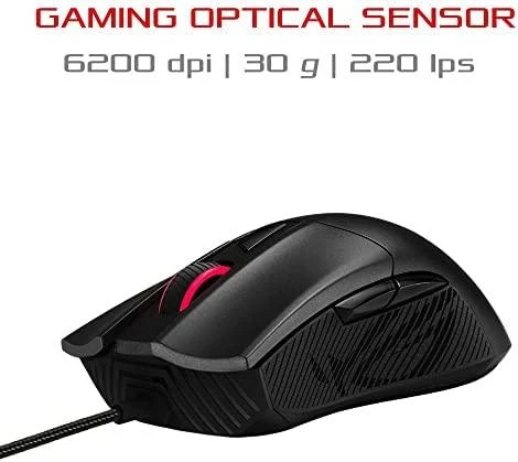 Optinė laidinė pelė Asus ROG Gladius II Core, 6 200-dpi/Omron switches with 50-million-click durability/lightweight - 92,5 g/Aura Sync