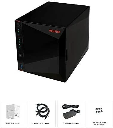 Serveris Asus Asustor Nimbustor 4 AS5304T iki 4 HDD/SSD, Intel Celeron J4105 Quad-Core, Procesoriaus dažnis 1,5 GHz, 4 GB, SO-DIMM DDR4 2400, Vienvietis, Juodas