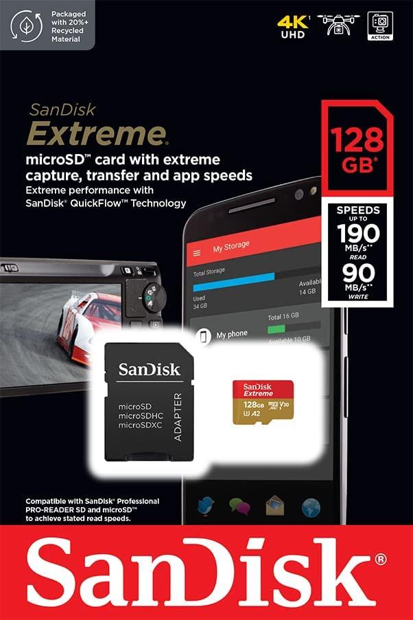 Atminties kortelė SanDisk microSDXC Extreme 128GB 190/90 MB/s UHS-I U3