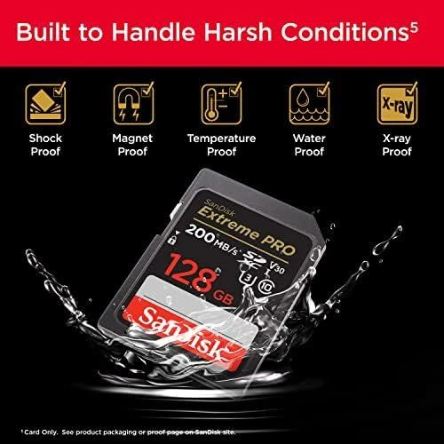 Atminties kortelė SanDisk SDXC 128GB Extreme Pro 200/90 MB/s V30 UHS-I U3