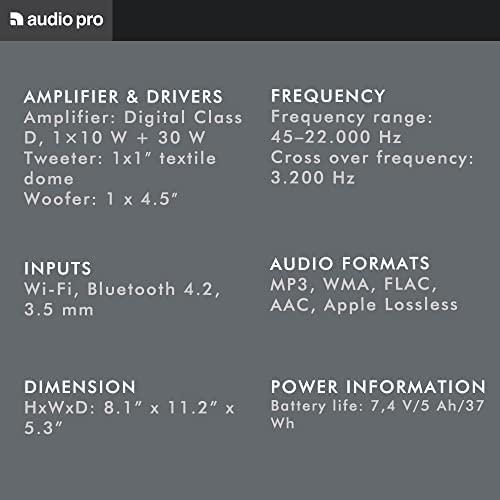 Audio Pro A15 Multiroom kolonėlė su akumuliatoriumi, Tamsiai pilka
