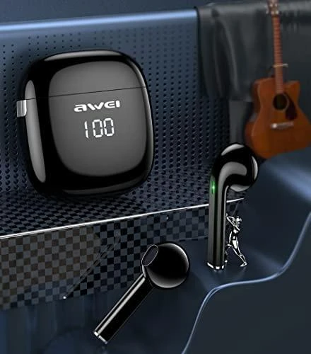 AWEI Bluetooth 5.0 T28P TWS ausinės + docking station juodos spalvos