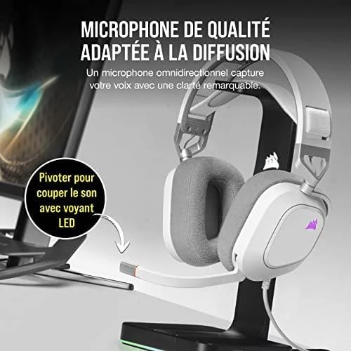 Corsair Ausinės Žaidimams HS80 RGB Su mikrofonu, Baltos, Over-Ear Su laidu