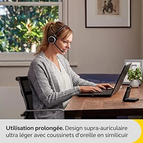 Jabra Evolve 65 SE UC Stereo Belaidės ausinės su mikrofonu, Bluetooth, Charging Stovas