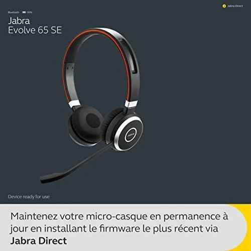 Jabra Evolve 65 SE UC Stereo Belaidės ausinės su mikrofonu, Bluetooth, Charging Stovas