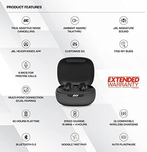 Belaidės ausinės JBL Live Pro 2 TWS, Juodos