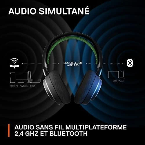 Belaidės ausinės su mikrofonu SteelSeries Arctis Nova 7X Over-Ear, Juodos/Žalios spalvos