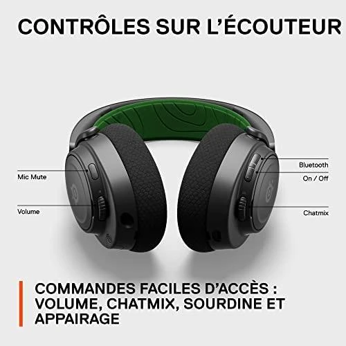 Belaidės ausinės su mikrofonu SteelSeries Arctis Nova 7X Over-Ear, Juodos/Žalios spalvos