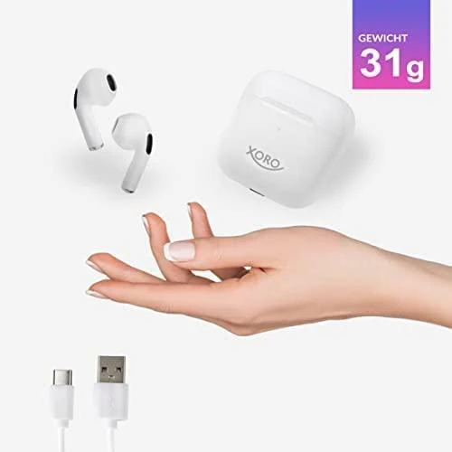 Ausinės Xoro Xoro KHB 30 Ausinių rinkinys True Belaidės Stereo (TWS) Douszny Połączenia/Muzyka/Sport/Codzienność Bluetooth Baltas