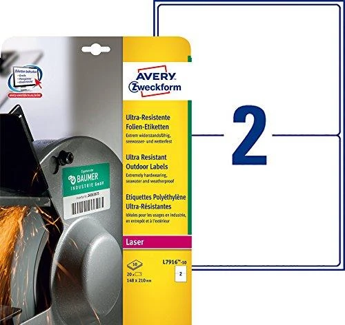 Avery Zweckform itin atsparus A4 210x148mm, balta
