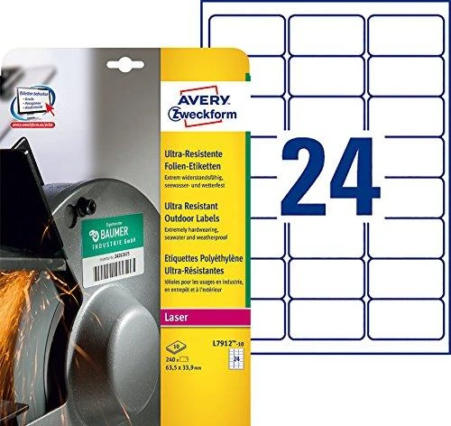Avery Zweckform itin atsparus A4 63,5x33,9mm balta