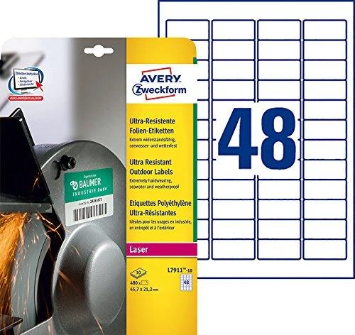 Avery Zweckform itin atsparus A4 45,7x21,2mm balta