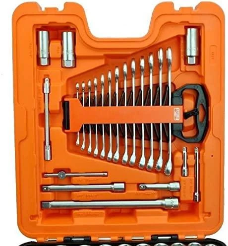 1/4, 3/8" ir 1/2" GALVUČIŲ IR RAKTŲ RINKINYS, 138 VNT. BAHCO