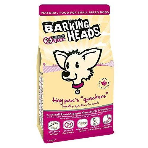 Barking Heads Tiny Paws Quackers Grain Free sausas maistas mažų veislių šunims 1,5kg
