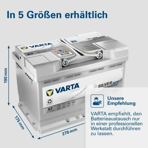 VARTA A7 AGM (E39) (570901076) 70Ah 760A akumuliatorius