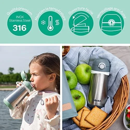 Beaba metalinė gertuvė nuo 18 mėn., 350 ml, spalva: žalia