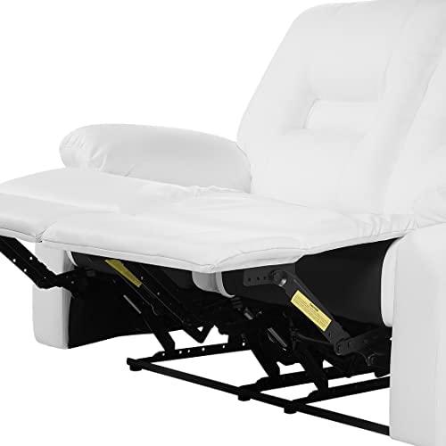 Beliani 2 vietų sofa su rankine relaksacijos funkcija BERGEN, dirbtinė oda, balta