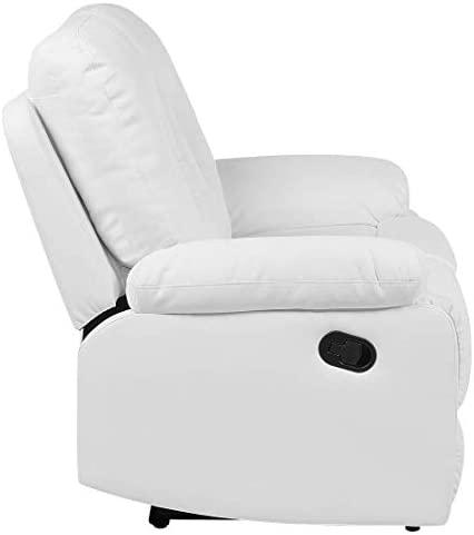 Beliani 2 vietų sofa su rankine relaksacijos funkcija BERGEN, dirbtinė oda, balta