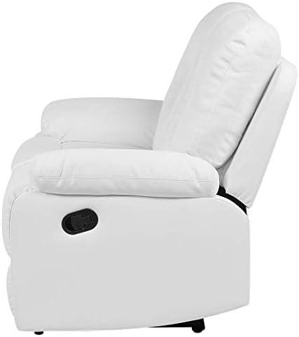 Beliani 2 vietų sofa su rankine relaksacijos funkcija BERGEN, dirbtinė oda, balta