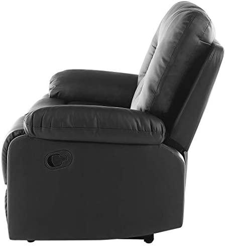 Beliani 2 vietų sofa su rankine atsipalaidavimo funkcija BERGEN, eko oda, juoda