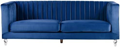 Beliani Trivietė sofa ARVIKA aksominė tamsiai mėlyna