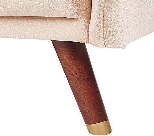 Beliani Trivietė išskleidžiama sofa SENJA, veliūras, smėlio spalvos