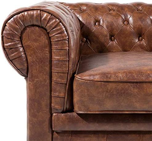 Beliani Trivietė sofa CHESTERFIELD dirbtinė oda aukso ruda