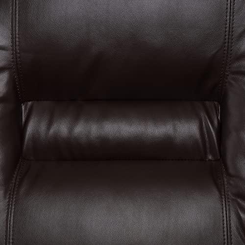 Beliani Trivietė sofa su rankiniu poilsio mechanizmu BERGEN, ekologiška oda, ruda