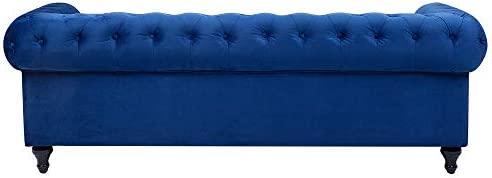 Beliani 3 vietų sofa CHESTERFIELD veliūrinė tamsiai mėlyna