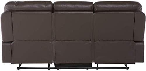 Beliani Trivietė sofa su rankiniu poilsio mechanizmu BERGEN, ekologiška oda, ruda